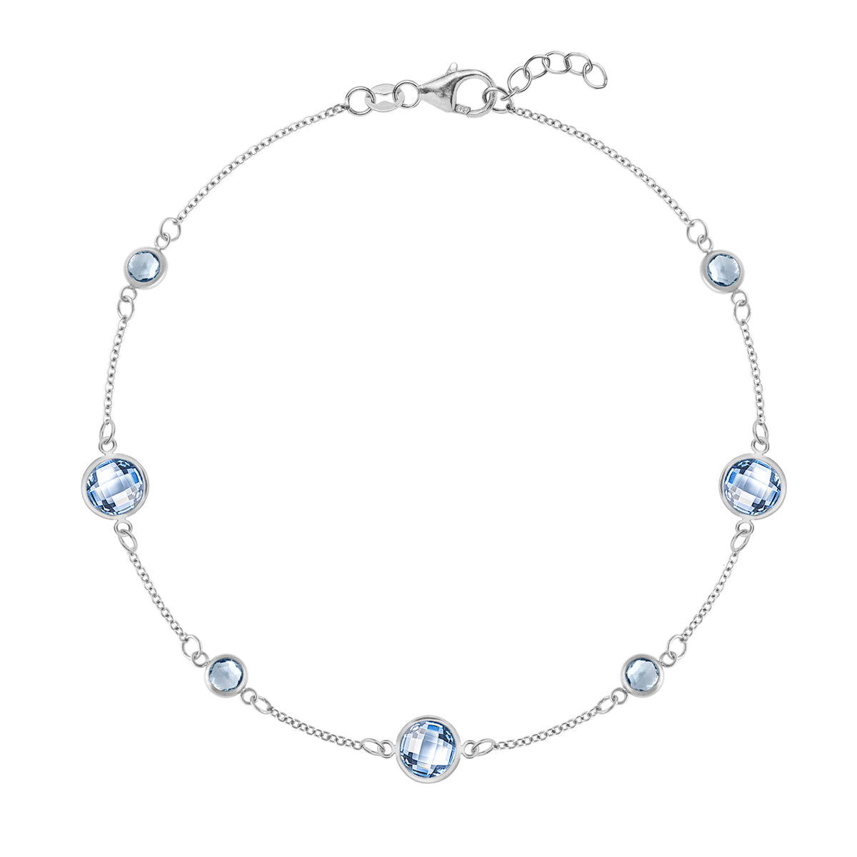 Fusion Aquamarine and Diamond 18ct White Gold Tennis Bracelet | Jian London