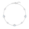 Bayberry Grand & Classic 1.17 mm cable chain bracelet in 14k white gold featuring 7 alternating 4 mm and 6 mm moonstones