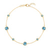 Bayberry Grand & Classic cable chain bracelet in 14k gold with alternating 4 mm and 6 mm Nantucket blue topaz - front view