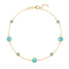 Gold Bayberry Grand & Classic cable chain bracelet with 4 mm Nantucket blue topaz & 6 mm turquoise gemstones - front view
