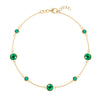 Bayberry Grand & Classic 1.17 mm cable chain bracelet in 14k gold featuring 7 alternating 4 mm and 6 mm emeralds - front view