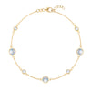Bayberry Grand & Classic cable chain bracelet in 14k gold featuring seven alternating 4 mm and 6 mm moonstones - front view
