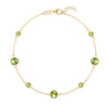 Bayberry Grand & Classic cable chain bracelet in 14k gold featuring seven alternating 4 mm and 6 mm peridots - front view