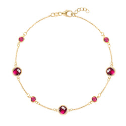 Bayberry Grand & Classic 7 Ruby Bracelet in 14k Gold (July)