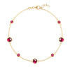 Bayberry Grand & Classic cable chain bracelet in 14k gold featuring seven alternating 4 mm and 6 mm rubies - front view