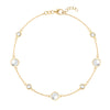 Bayberry Grand & Classic cable chain bracelet in 14k gold featuring seven alternating 4 mm and 6 mm white topaz - front view