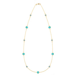 Bayberry Grand & Classic 11 Turquoise & Nantucket Blue Topaz Necklace in 14k Gold (December)