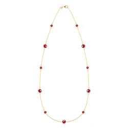 Bayberry Grand & Classic 11 Ruby Necklace in 14k Gold (July)