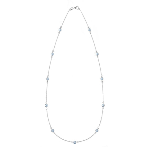 Bayberry 11 Aquamarine Necklace in 14k Gold (March) - White Gold