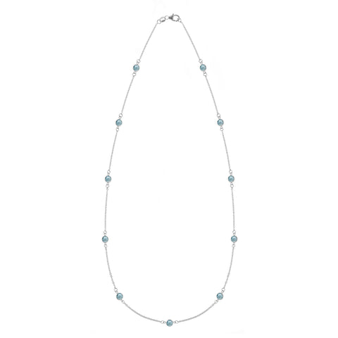 Bayberry 11 Nantucket Blue Topaz Necklace in 14k Gold (December) - White Gold