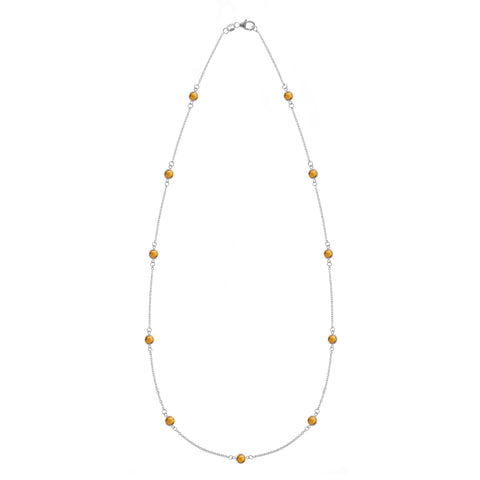 Bayberry 11 Citrine Necklace in 14k Gold (November) - White Gold