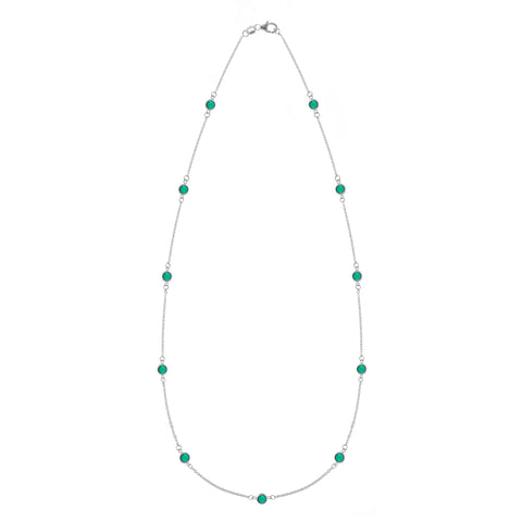 Bayberry 11 Emerald Necklace in 14k Gold (May) - White Gold