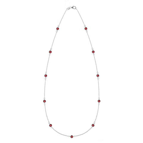 Bayberry 11 Garnet Necklace in 14k Gold (January) - White Gold