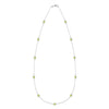 Bayberry 11 Birthstone necklace featuring eleven 4 mm briolette peridots bezel set in 14k white gold