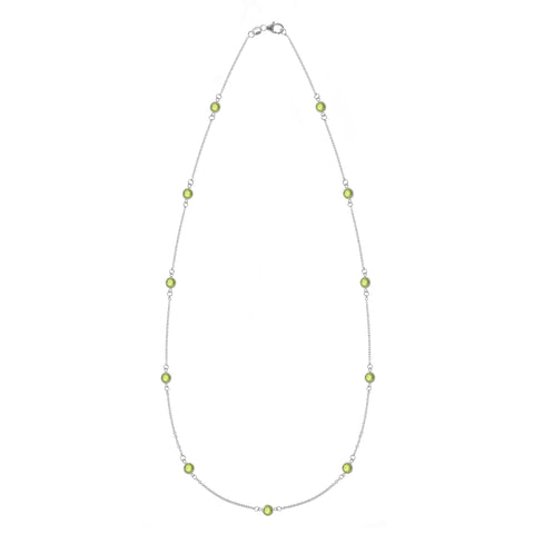 Bayberry 11 Peridot Necklace in 14k Gold (August) - White Gold