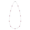 Bayberry 11 Birthstone necklace featuring eleven 4 mm briolette rubies bezel set in 14k white gold