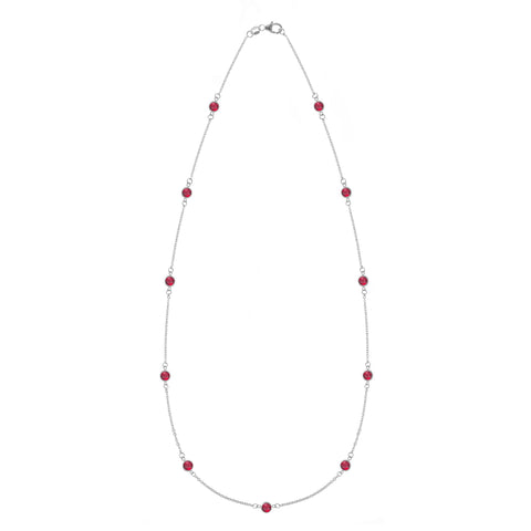 Bayberry 11 Ruby Necklace in 14k Gold (July) - White Gold