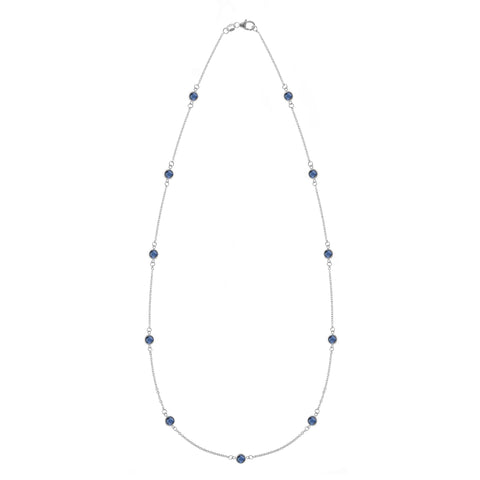 Bayberry 11 Sapphire Necklace in 14k Gold (September) - White Gold