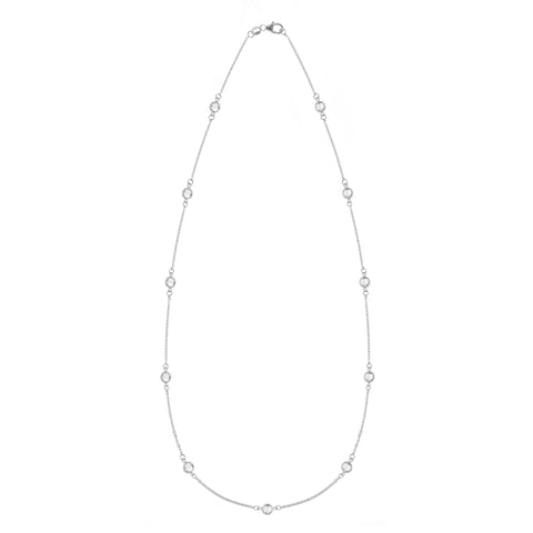 Bayberry 11 White Topaz Necklace in 14k Gold (April) - White Gold