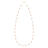 Bayberry Birthstone Wrap necklace featuring twenty-eight 4 mm briolette cut rubies bezel set in 14k yellow gold