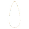 Bayberry 11 Birthstone necklace featuring eleven 4 mm briolette aquamarines bezel set in 14k gold - front view