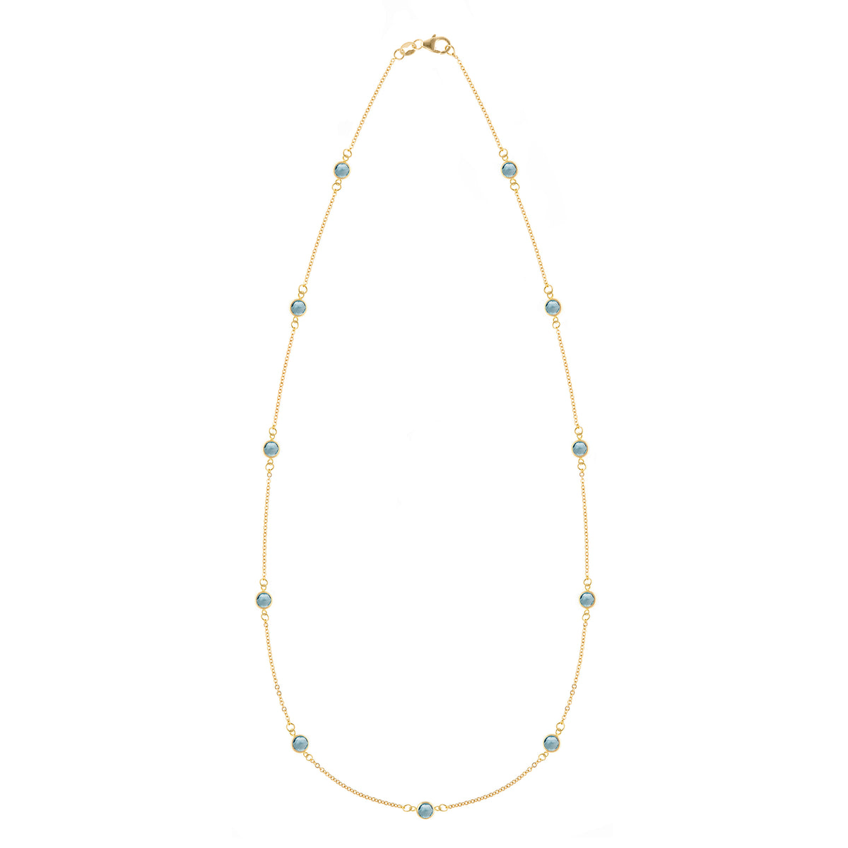 Bayberry 11 White Topaz Necklace in 14k Gold (April) - 14k Yellow Gold /  X-Small (15