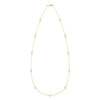Bayberry 11 Birthstone necklace featuring eleven 4 mm briolette moonstones bezel set in 14k gold - front view