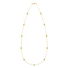 Bayberry 11 Birthstone necklace featuring eleven 4 mm briolette peridots bezel set in 14k gold - front view