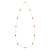 Bayberry 11 Birthstone necklace featuring eleven 4 mm briolette rubies bezel set in 14k yellow gold - front view