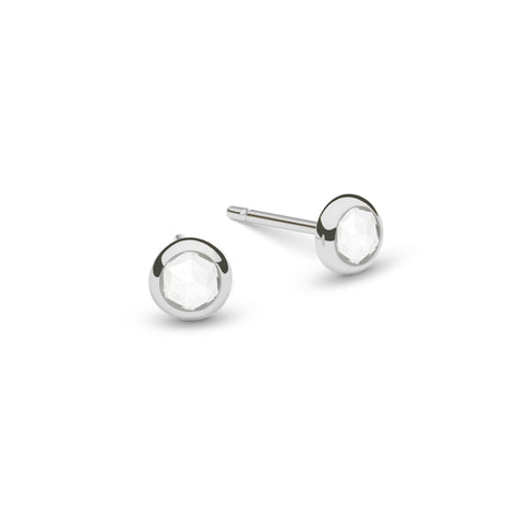 Petite White Topaz Stud Earrings in 14k Gold (April) - White Gold