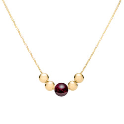 Bristol Bead Garnet Necklace in 14k Gold (January)