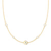 1 Letter & 4 Petite Birthstone Necklace in 14k Gold (Double Spacing)