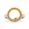 Rosecliff open circle ring featuring sixteen 2 mm faceted round cut citrines prong set in 14k white gold
