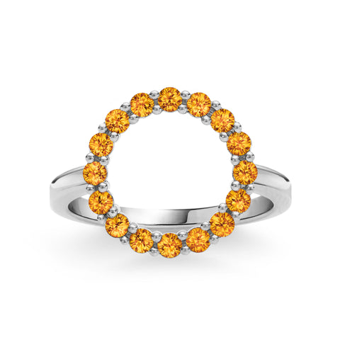 Rosecliff Circle Citrine Ring in 14k Gold (November) - White Gold