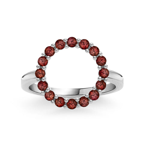 Rosecliff Circle Garnet Ring in 14k Gold (January) - White Gold