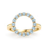Rosecliff open circle ring featuring sixteen 2 mm round cut Nantucket blue topaz prong set in 14k yellow gold - front view