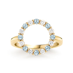 Rosecliff Circle Diamond & Nantucket Blue Topaz Ring in 14k Gold (December)