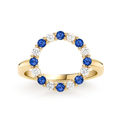 Rosecliff Circle Diamond & Sapphire Ring in 14k Gold (September)
