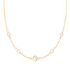 Grand & Classic 14k gold 1.17 mm cable chain necklace featuring four 4 mm & one 6 mm briolette cut gemstones - front view