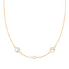 Grand & Classic 14k gold 1.17 mm cable chain necklace featuring one 4 mm and two 6 mm briolette cut gemstones - front view
