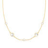 Grand & Classic 14k gold 1.17 mm cable chain necklace featuring three 4 mm & two 6 mm briolette cut gemstones - front view