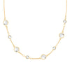 Grand & Classic 14k gold 1.17 mm cable chain necklace featuring four 4 mm and four 6 mm briolette cut gemstones - front view