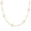 Grand & Classic 14k gold 1.17 mm cable chain necklace featuring five 4 mm and five 6 mm briolette cut gemstones - front view