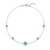 Grand & Classic bracelet featuring one 6 mm and four 4 mm Nantucket Blue Topaz bezel set in 14k white gold