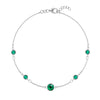 Grand & Classic bracelet featuring one 6 mm and four 4 mm Emeralds bezel set in 14k white gold