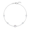 Grand & Classic bracelet featuring one 6 mm and four 4 mm Moonstones bezel set in 14k white gold