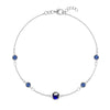 Grand & Classic bracelet featuring one 6 mm and four 4 mm Sapphires bezel set in 14k white gold