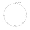 Grand 1.17 mm cable chain bracelet in 14k white gold featuring four 4 mm and one 6 mm briolette cut bezel set gemstones