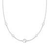 Grand & Classic 14k white gold 1.17 mm cable chain necklace featuring four 4 mm & one 6 mm briolette cut bezel set gemstones