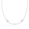 Grand & Classic 14k white gold 1.17 mm cable chain necklace featuring one 4 mm and two 6 mm briolette cut bezel set gemstones